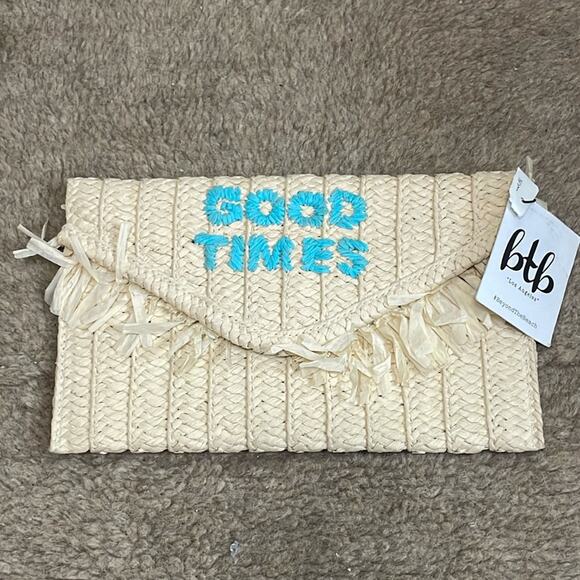 Btb Los Angeles Straw Clutch in Natural/Turquoise - Picture 2 of 5